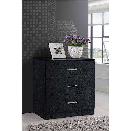 Hodedah Hodedah Hi3Dr Black 3 Drawer Dresser Hi3Dr Black